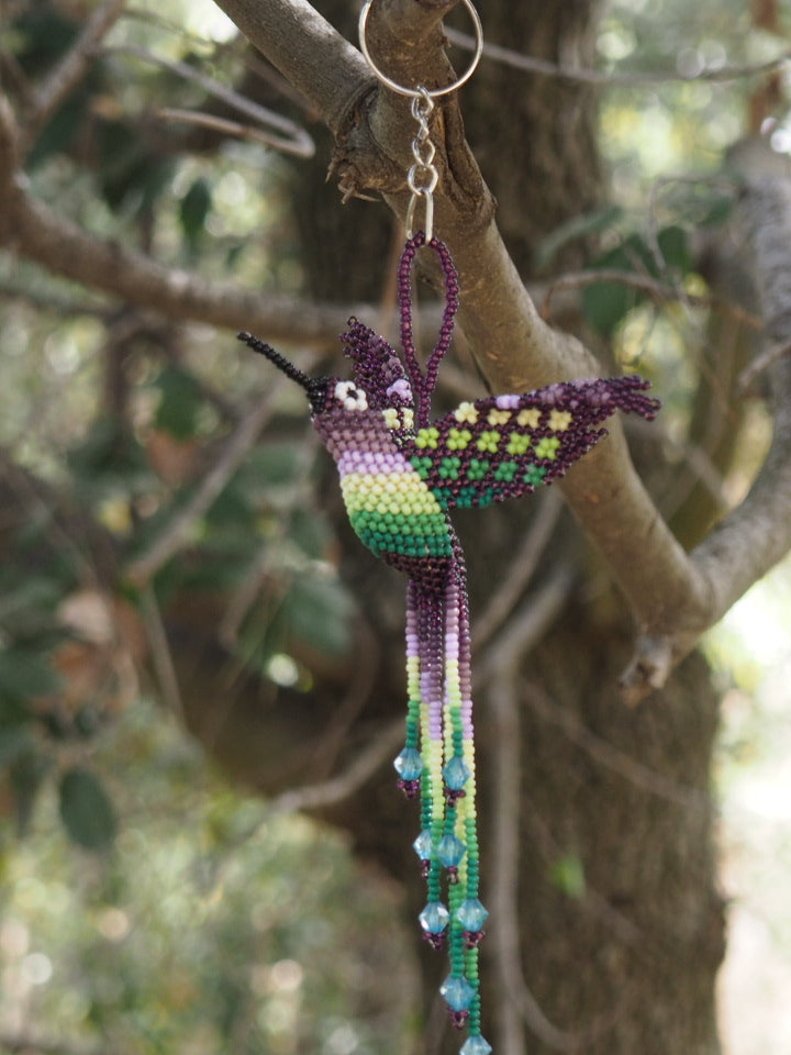 Keyring Colibri morado y verde